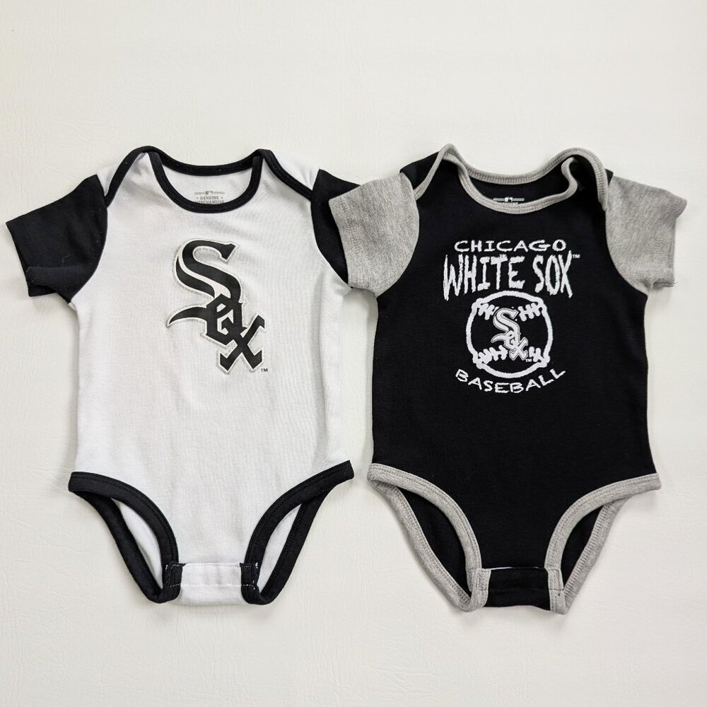 Two Chicago White Sox Baby Body Suits Size 12 Months Genuine Merchandise